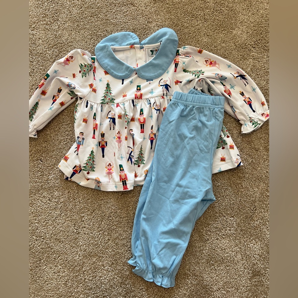 NWOT Kids Festive Nutcracker Matching Set with Light Blue Collar and Pants
